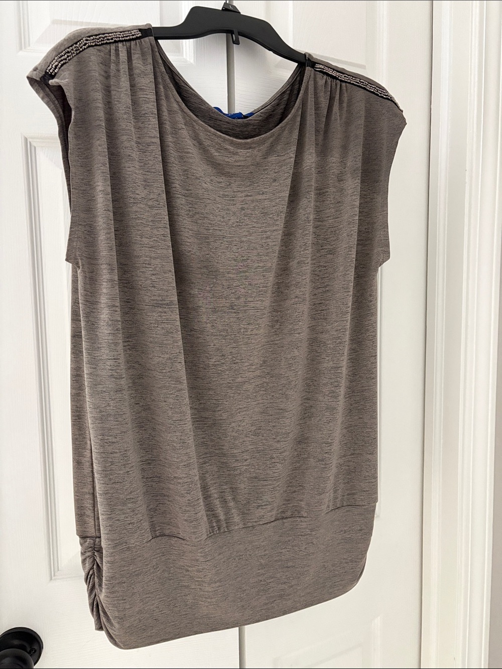 Apt. 9 Taupe Cap-Sleeve Boatneck Top with Shoulder Trim